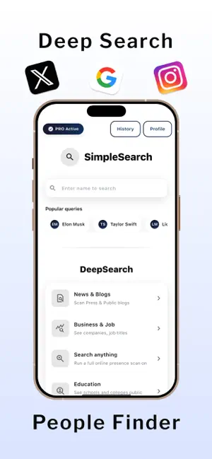 Deepsearch AI: People Finder iPhone screenshot 1