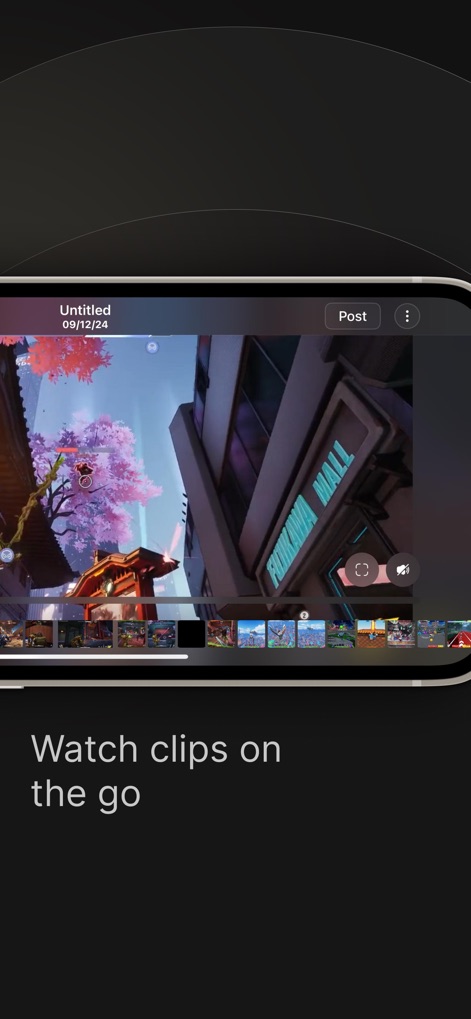 Medal - Game Clipping - This tool enables convenient clip viewing anywhere, supported by an immediate 'Post' option and a visual filmstrip for quick content browsing.