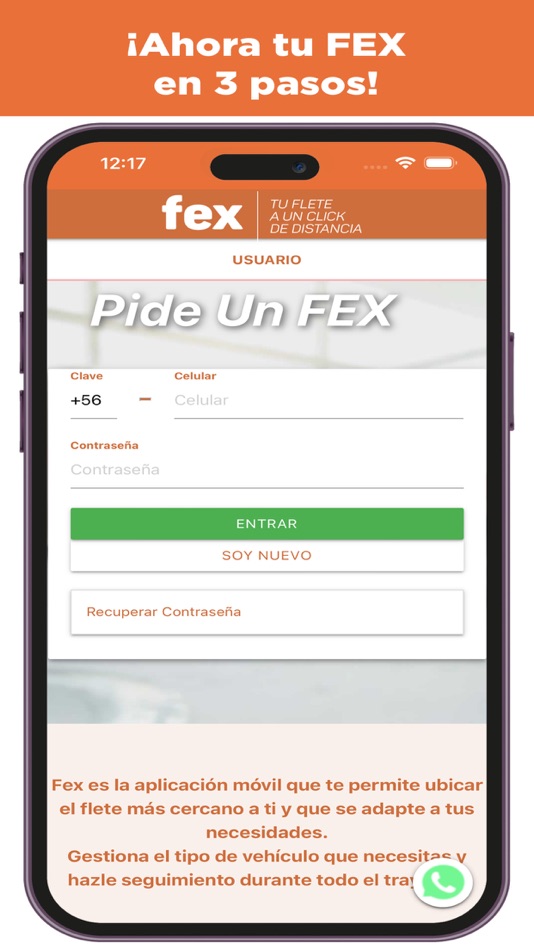 #4. FEX: Pide tu Flete o Despacho (iOS) 由: DESARROLLO DE SOFTWARE Y APLICACIONES MOVILES TRANSFERENCIAS DE TECNOLOGIAS SPA