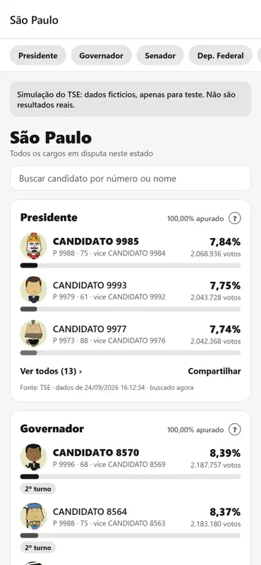 Apuração Eleições 2026 screenshot 2 of 4
