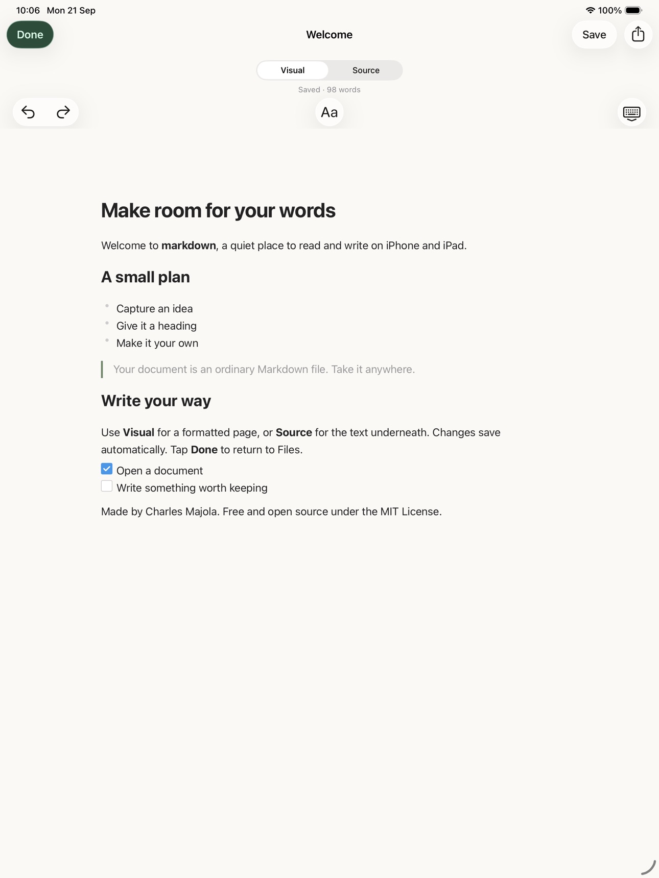 Screenshot 3 of markdown — visual editor