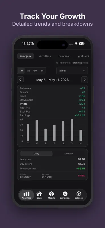 MakerStats 3D Printing Tracker screenshot 3 of 7