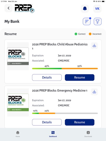 PREP Self-Assessments Program iPad screenshot