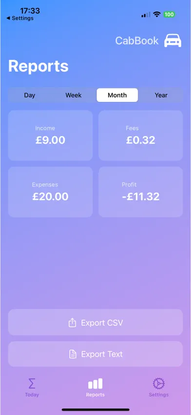 CabBook screenshot 2