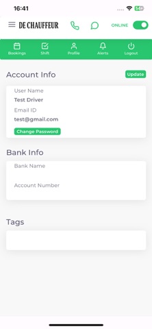 DE Chauffeur Driver App screenshot