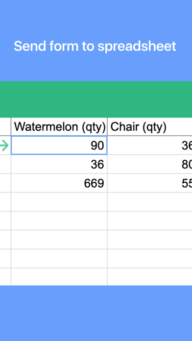 Spreadsheet data entry Screenshot