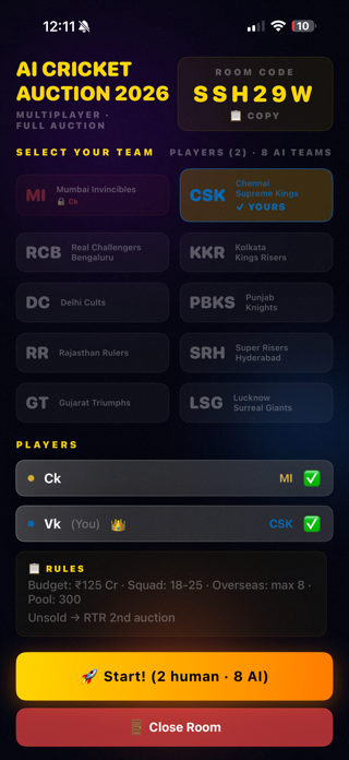 AI CRICKET AUCTION:Multiplayer Screenshot 3 of 8