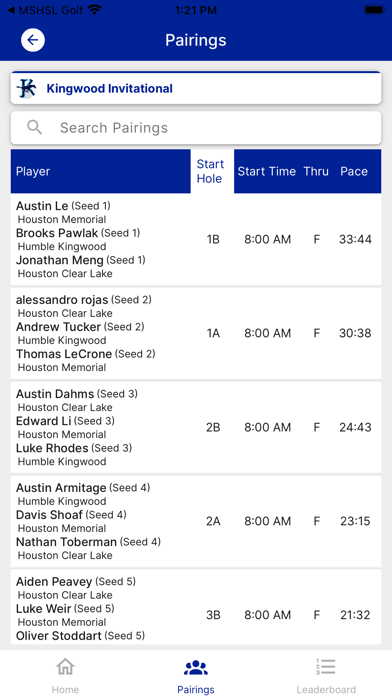 LHSAA Golf Screenshot