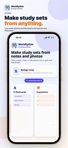 WorkRythm: AI Study Cards Screenshot 1 of 5