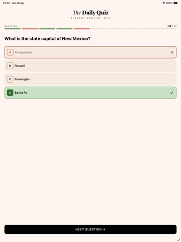 The Daily Quiz — Trivia iPad screenshot