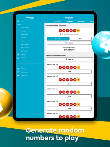California Lottery iPad screenshot