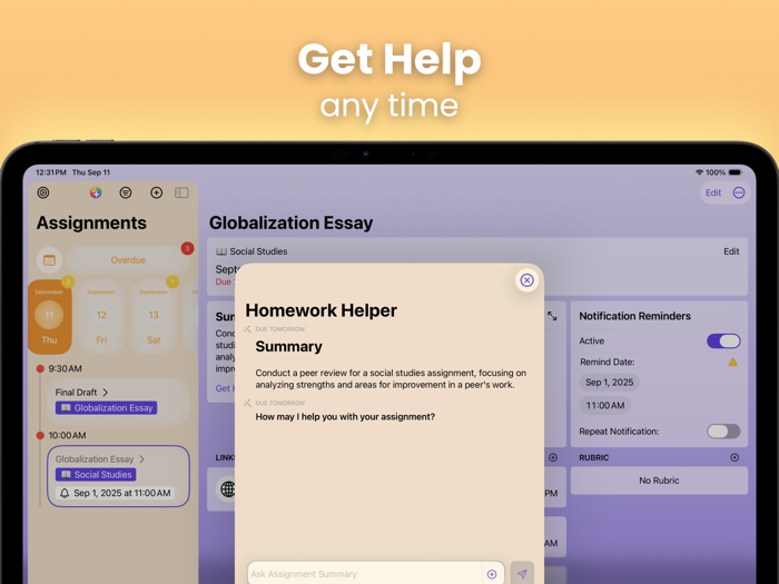 Due Tomorrow Homework Manager