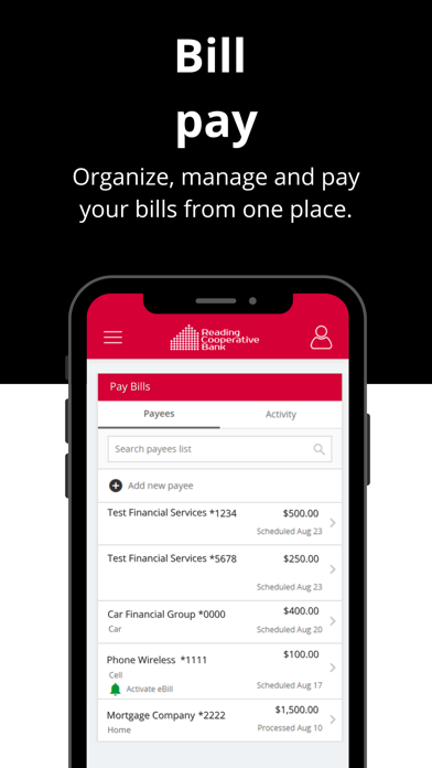 Reading Cooperative Bank Screenshot