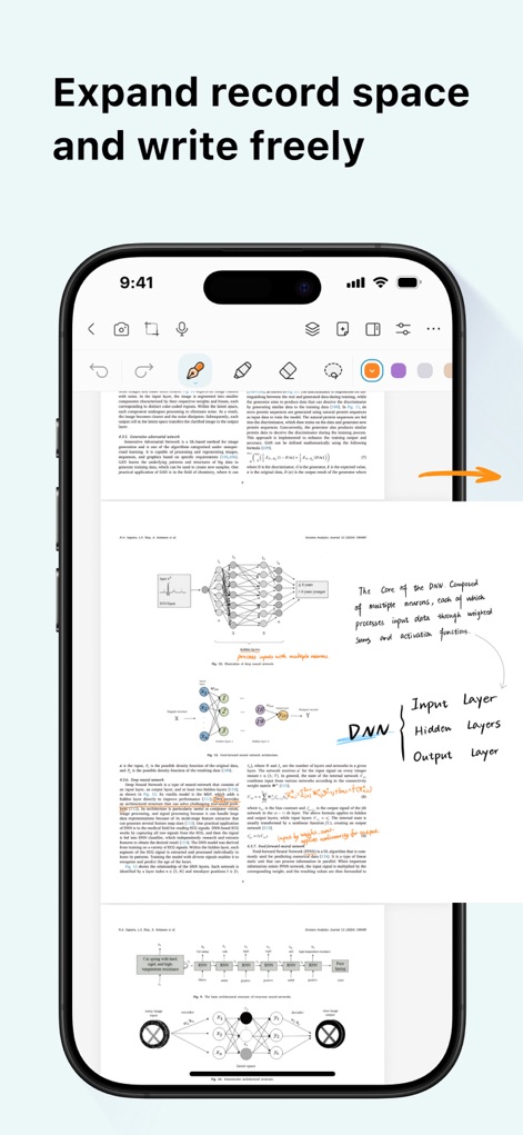 StarNote: Handwriting&PDF - Users benefit from the app's revolutionary page extension, enabling an infinite canvas for expanding content and freely adding handwritten notes alongside existing documents.