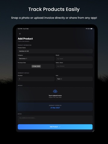 Warranty Tracker (No Ads) iPad screenshot