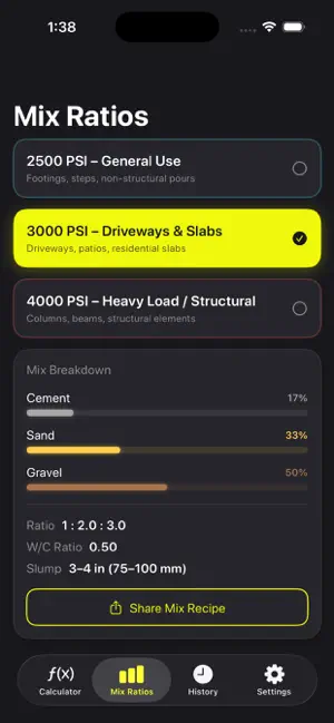 Concrete: Mix Calculator screenshot 3