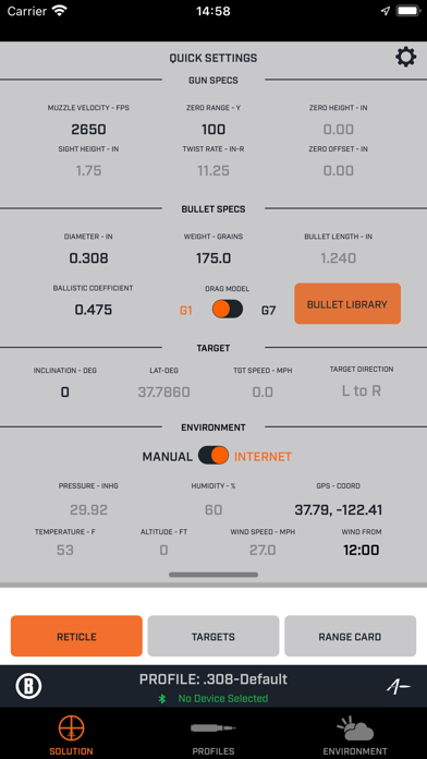 Bushnell Ballistics Screenshot