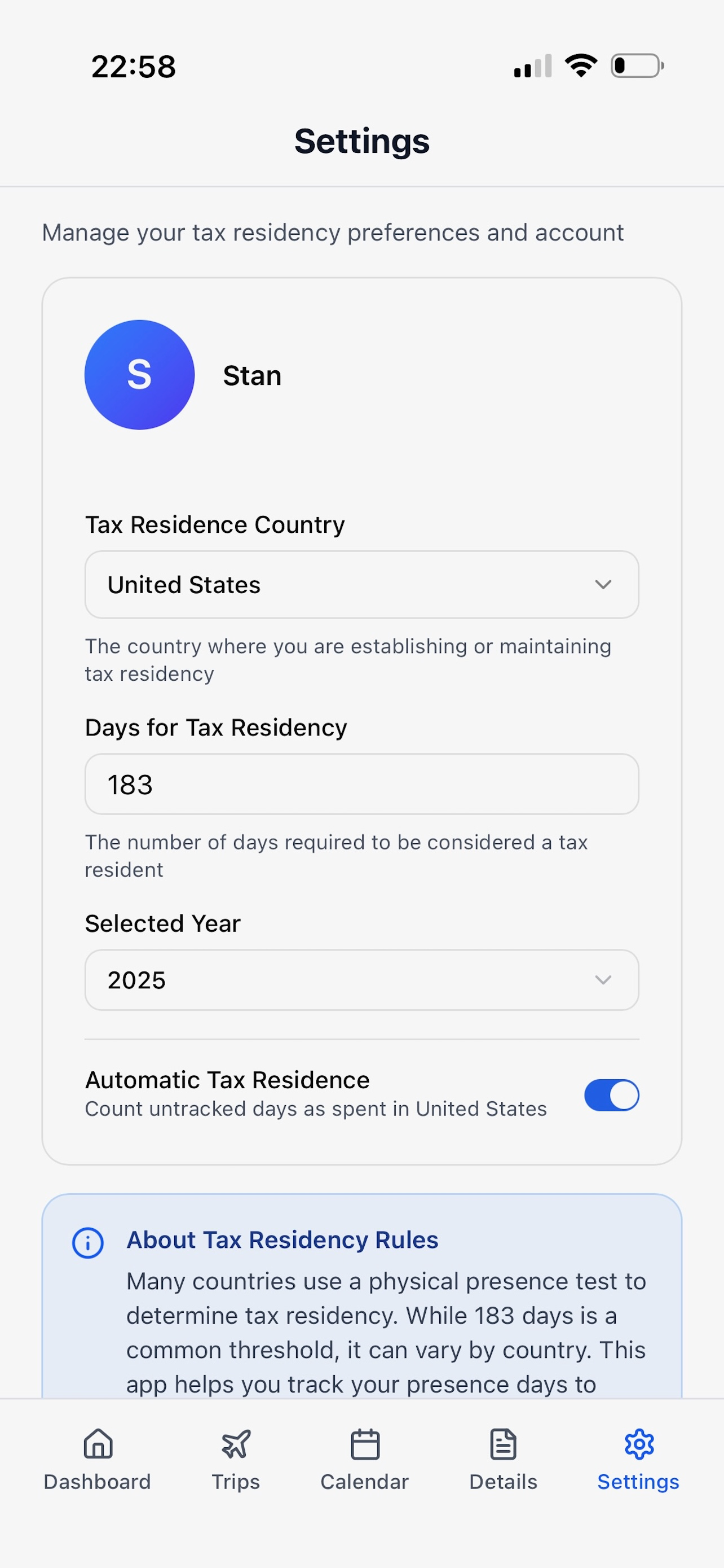 International Travel Tracker