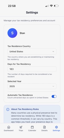 International Travel Tracker screenshot