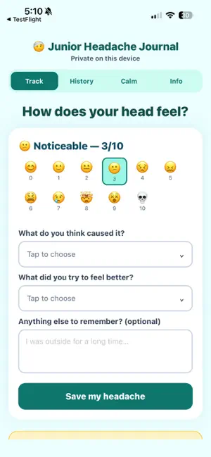 Junior Headache Journal screenshot 1