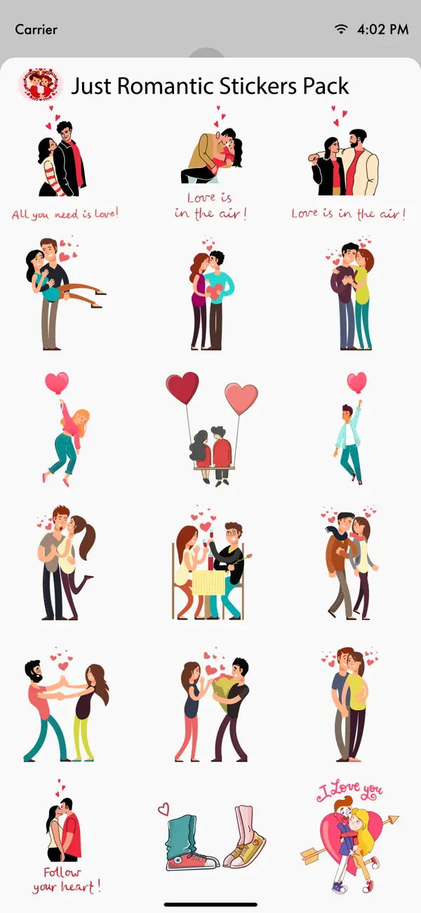 #4. Just Romantic Stickers Pack (iOS) By: Jyoti Yadav