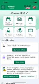 Avera MyChart screenshot