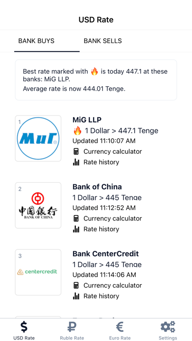 Kazakhstan Currency Rates Screenshot