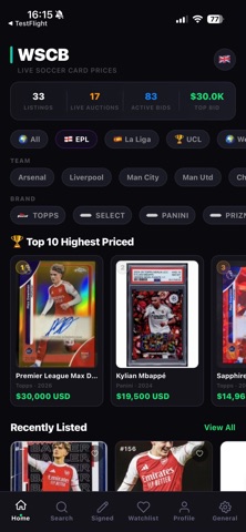 World Soccer Cardbin screenshot