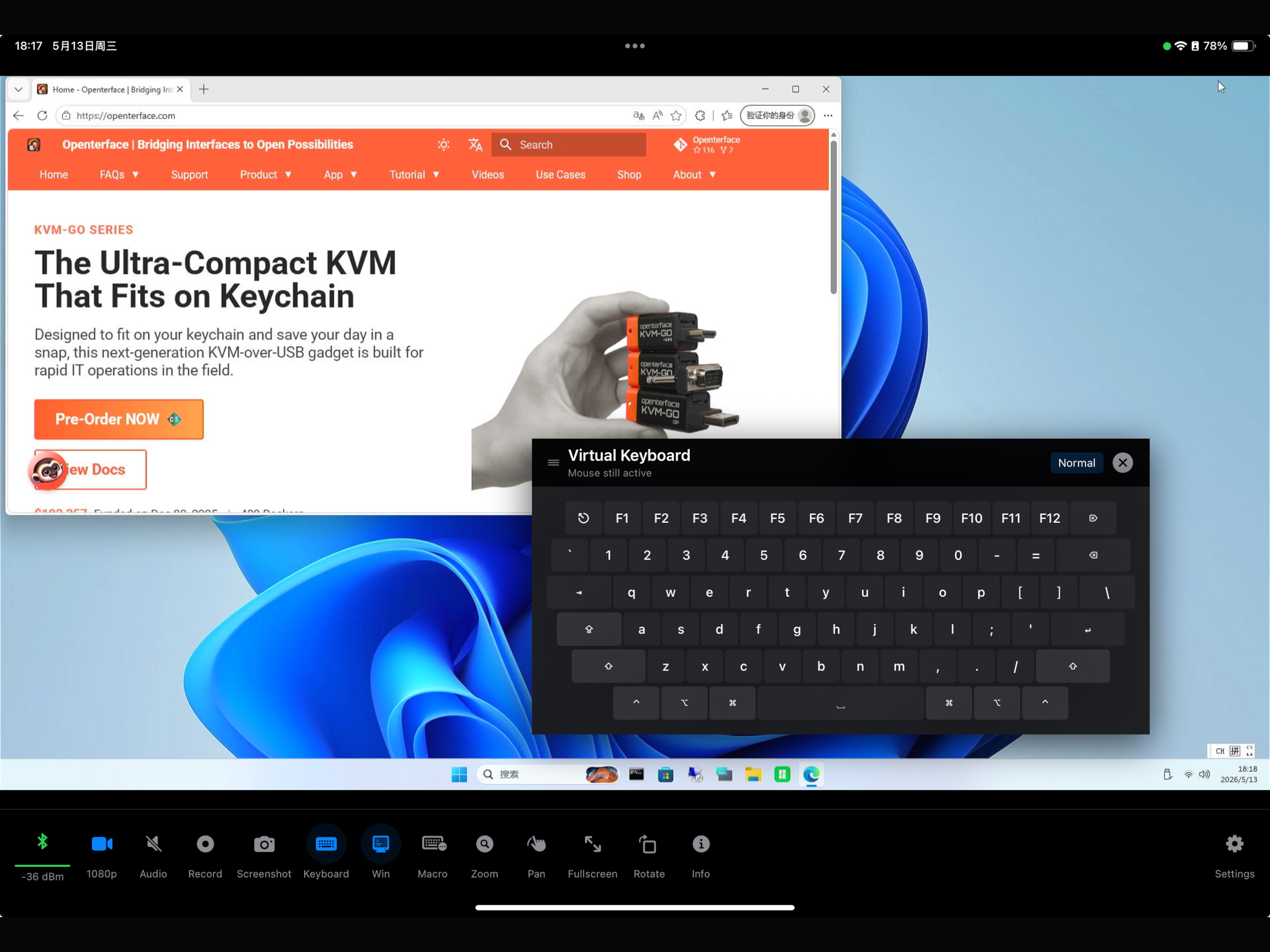 Openterface KVM iPad screenshot 3