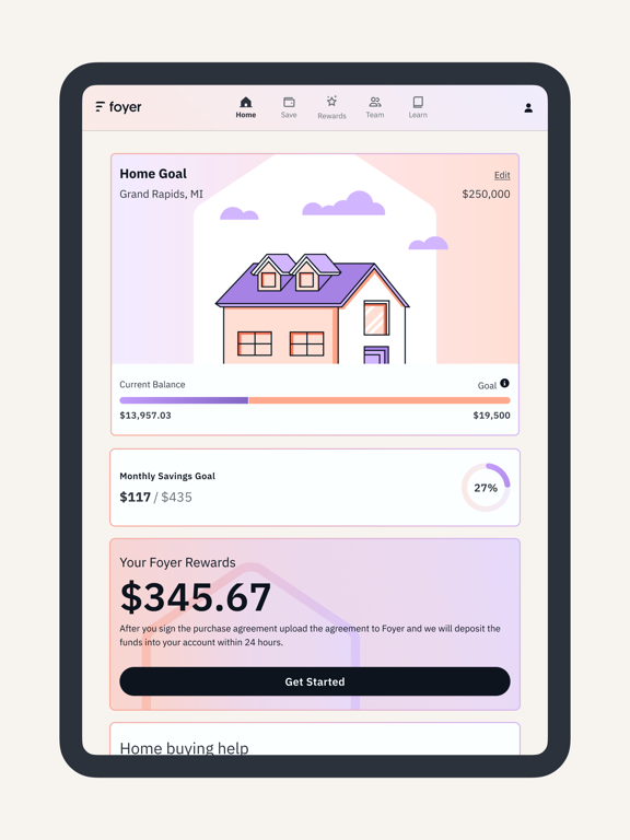 Foyer Home Savings iPad screenshot 1 - Finance app