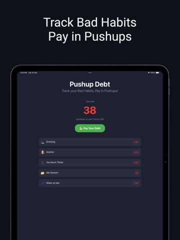 Pushup Debt - Track Bad Habits iPad screenshot