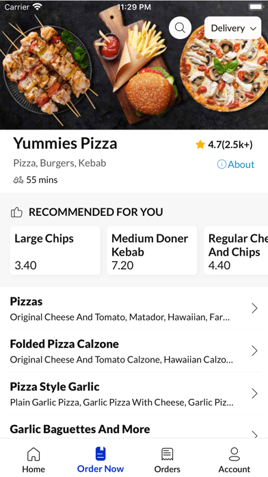Yummies Pizza Monmouth. Screenshot