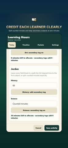 Homeschool Hours & Attendance iPhone screenshot