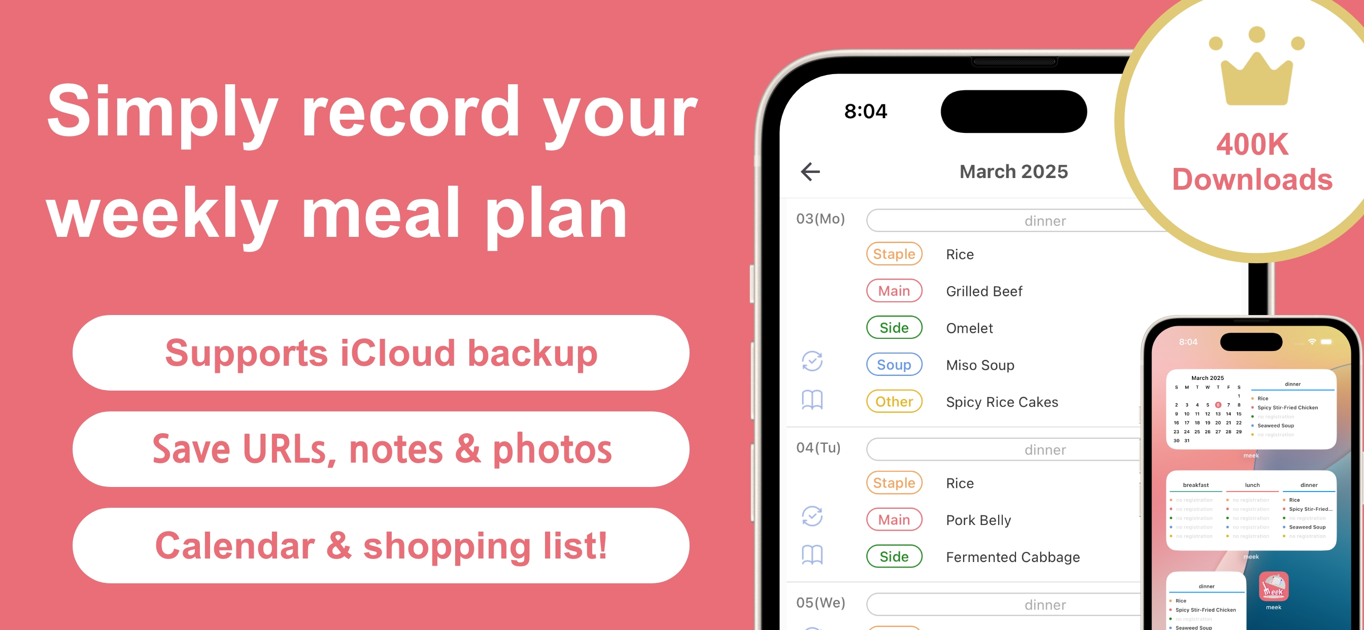 meek - Meal Planner & Calendar
