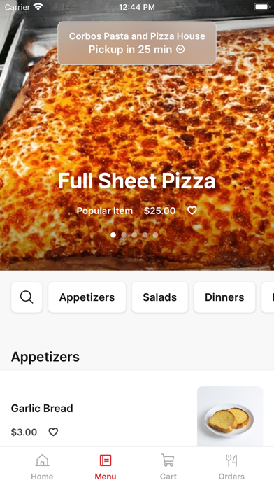 Corbo's Pasta and Pizza iPhone screenshot 2 - Food & Drink app