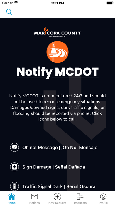Notify MCDOT Screenshot