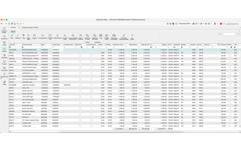 Uniconta screenshot