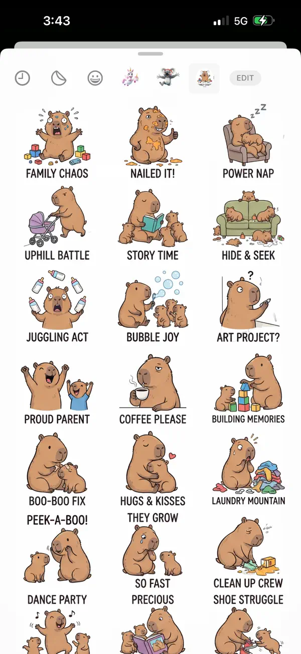 Screenshot #1 pour Capybara Parent Stickers