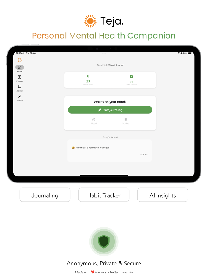 Teja. AI mental health journal