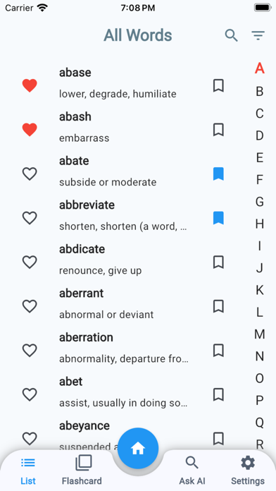 Exam Vocabulary Screenshot