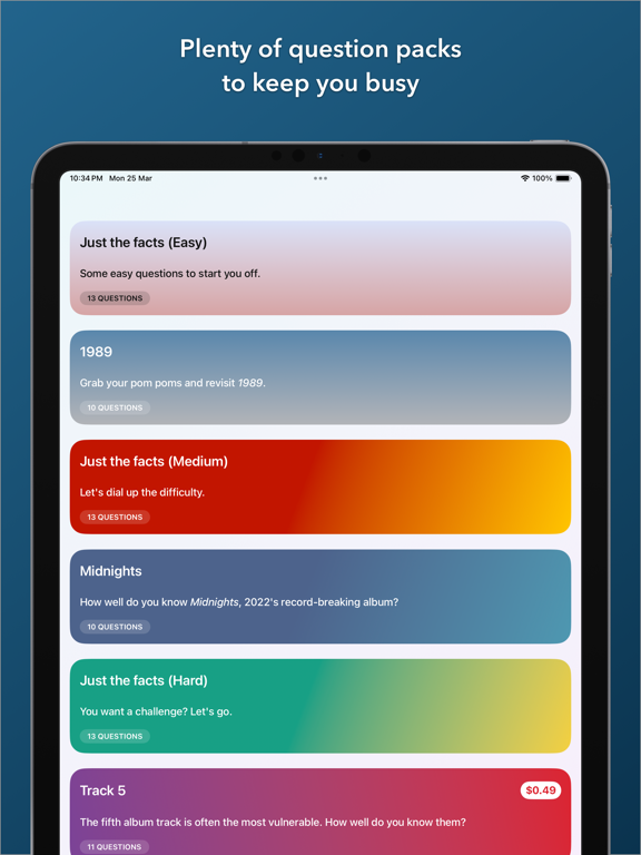 Quiz for Taylor Swift iPad screenshot 3 - Games app