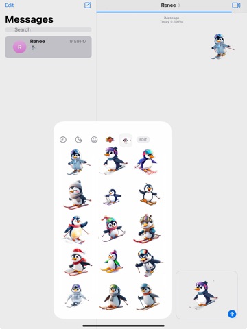 Skiing Penguin Stickers iPad screenshot