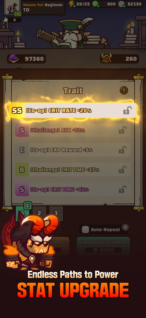 Coop TD: Together - Delve into the robust Trait system that allows players to unlock powerful stat bonuses and customize character attributes for enhanced combat effectiveness.