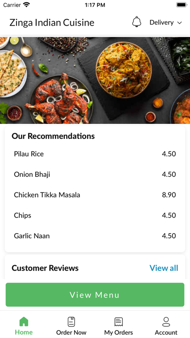 Zinga Indian Cuisine. Screenshot