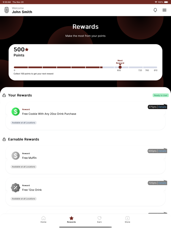 Red Star Coffee Rewards iPad screenshot 2 - Food & Drink app
