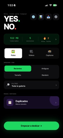 YESNO Gallery Cleaner iPhone screenshot
