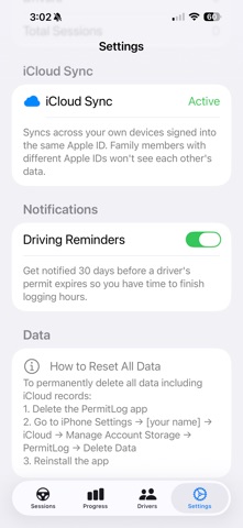 PermitLog - Driving Hours screenshot