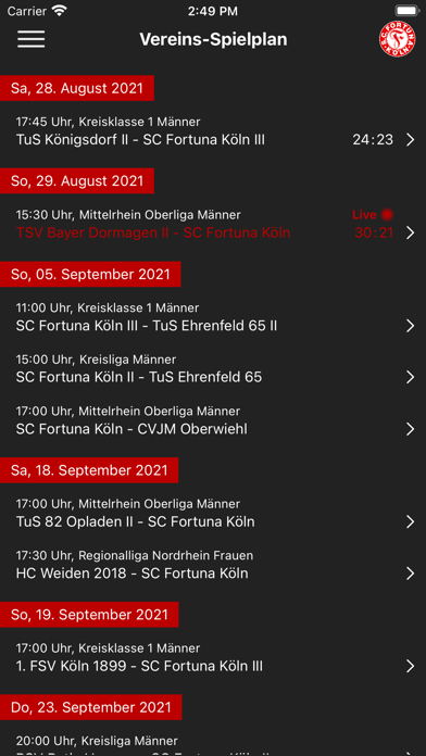 Fortuna Köln Handball Screenshot