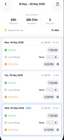XABA FAJT TimeSheet screenshot