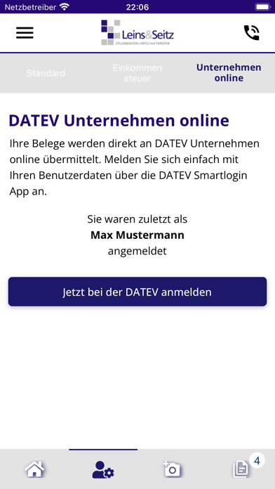 Leins&Seitz Beleg-Upload Screenshot
